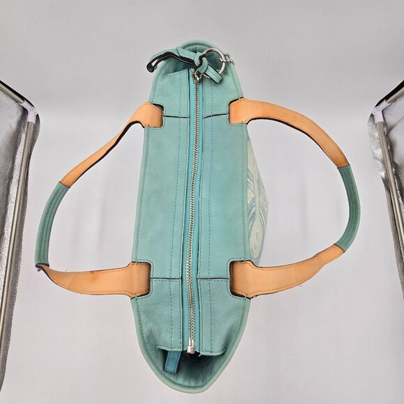 Coach Audrey Signature Op Art Swirl Tote Bag Aqua Cream A1193-17044 - Picture 6 of 15